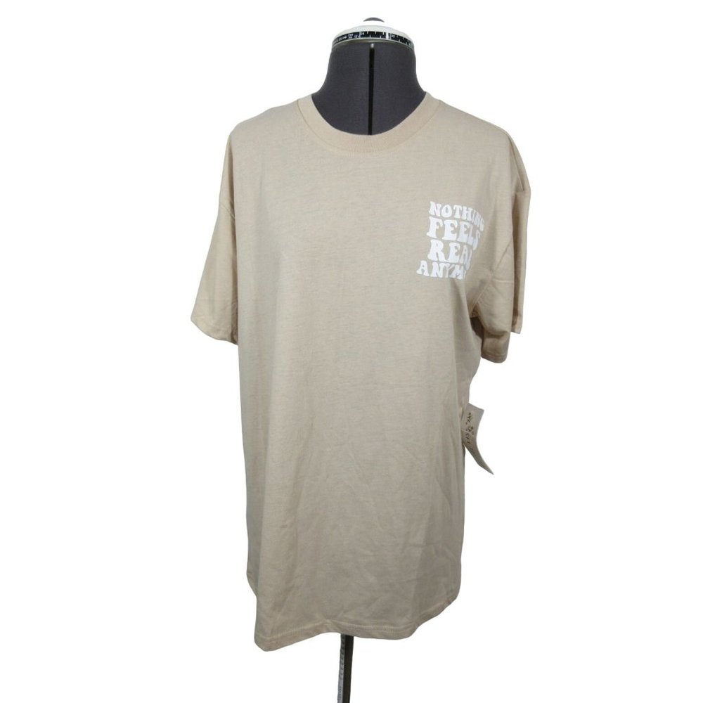 Orange Kiss hippie graphic print crew neck short sleeve t-shirt